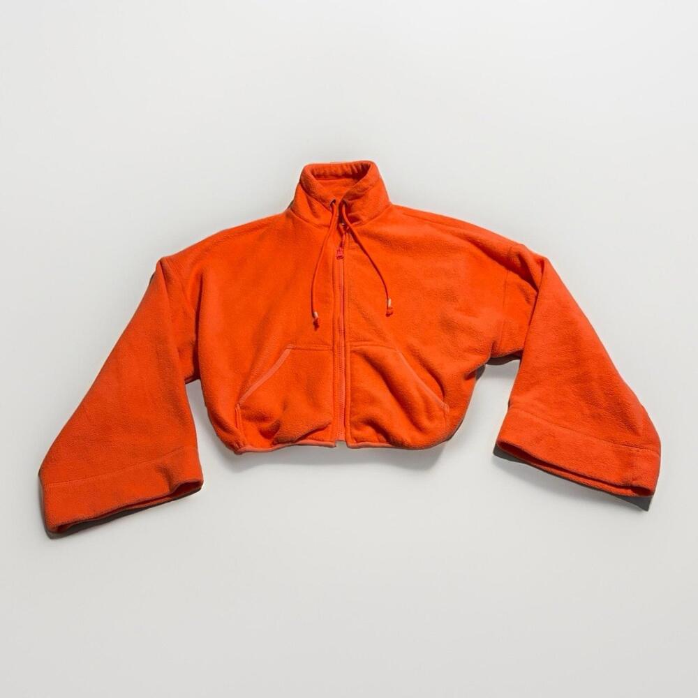 Free People FP Movement Hit The Slopes Fleece Jacket Womens Small Coral Orange - Picture 1 of 4